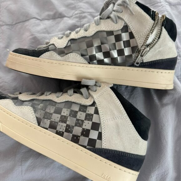 Womens P448 Sneaker High Tops,  size 8, checkerboard, Cool, Rare! - Picture 1 of 4